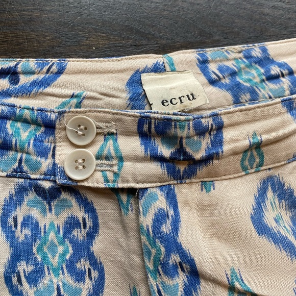 Ecru Patterned Linen Pant - Picture 5 of 5